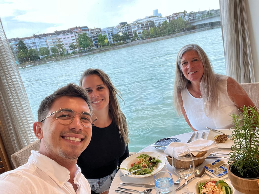 Photo of us at our first meal on the ship